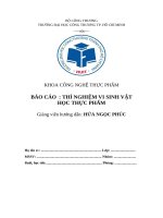 Báo cáo  thí nghiệm vi sinh vật học thực phẩm