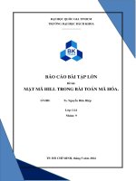 Báo cáo bài tập lớn Đề tài mật mã hill trong bài toán mã hóa