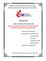 IUH - BÁO CÁO KỸ THUẬT XỬ LÝ NƯỚC CẤP - ĐỀ XUẤT QUY TRÌNH XỬ LÝ NƯỚC MƯA ĐỂ CẤP NƯỚC SINH HOẠT VÙNG NÔNG THÔN