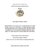 TÓM TẮT: ẢNH HƯỞNG CỦA NĂNG LỰC CẠNH TRANH VỀ CÔNG NGHỆ, NĂNG LỰC TỔ CHỨC VÀ MÔI TRƯỜNG KINH DOANH ĐẾN KẾT QUẢ KINH DOANH: TRƯỜNG HỢP NGHIÊN CỨU CÁC DOANH NGHIỆP THƯƠNG MẠI ĐIỆN TỬ TRÊN ĐỊA BÀN THÀNH PHỐ HỒ CHÍ MINH