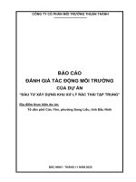 Báo cáo Đánh giá tác Động môi trường dự Án Đầu tư xây dựng khu xử lý rác thải tập trung