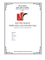 Bài thu hoạch Phiên hòa giải thương mại Mã số hồ sơ: LS.TV-18 | Học phần: LS4