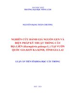 Nghiên cứu Đánh giá nguồn gen và biện pháp kỹ thuật trồng cây Địa liền (kaempferia galanga l ) tại vườn quốc gia kon ka kinh, tỉnh gia lai