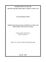 Tóm tắt chính sách ngoại giao văn hóa của việt nam trong bối cảnh toàn cầu hóa