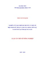 Nghiên cứu Đặc Điểm di truyền và một số biện pháp kỹ thuật canh tác giống nếp ngự sa huỳnh tại tỉnh quảng ngãi