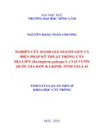 Tóm tắt nghiên cứu Đánh giá nguồn gen và biện pháp kỹ thuật trồng cây Địa liền (kaempferia galanga l ) tại vườn quốc gia kon ka kinh, tỉnh gia lai