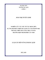 Nghiên cứu các yếu tố tác Động Đến sự Ủng hộ phát triển du lịch của người dân Địa phương trên nền tảng trực tuyến trường hợp thành phố cần thơ