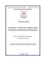 Tóm tắt luận Án tiếng anh mối liên quan kiểu gen   kiểu hình tăng cholesterol máu gia Đình