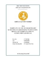 Khóa luận tốt nghiệp Quản trị kinh doanh: Nghiên cứu các yếu tố ảnh hưởng đến sự hài lòng của khách hàng về chất lượng dịch vụ vận tải biển của Công ty cổ phần Thép Nam Phát SG