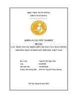 Khóa luận tốt nghiệp Ngân hàng: Các nhân tố tác động đến nợ xấu của Ngân hàng Thương mại cổ phần Kỹ thương Việt Nam