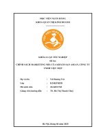 Khóa luận tốt nghiệp Quản trị kinh doanh: Chính sách Marketing Mix của khách sạn ASEAN, Công ty TNHH Việt Tiệp