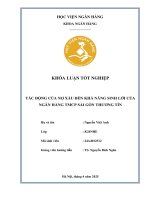 Khóa luận tốt nghiệp Ngân hàng: Tác động của nợ xấu đến khả năng sinh lời của Ngân hàng TMCP Sài Gòn Thương Tín