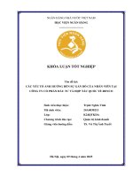 Khóa luận tốt nghiệp Quản trị kinh doanh: Các nhân tố ảnh hưởng đến sự gắn bó của nhân viên tại công ty cổ phần đầu tư và hợp tác quốc tế RENCO