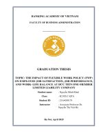 Khóa luận tốt nghiệp Quản trị kinh doanh: The impact of flexible work policy (FWP) on employee job satisfaction, job performance, and work–life balance at Đức Tiến one-member limited liability Company