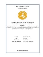 Khóa luận tốt nghiệp Ngân hàng: Các yếu tố tác động đến hiệu quả truyền thông chính sách tiền tệ tại Việt Nam