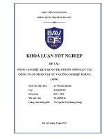 Khóa luận tốt nghiệp Quản trị kinh doanh: Nâng cao hiệu quả quản trị nguồn nhân lực tại công ty cổ phần vật tư và công nghiệp Thăng Long
