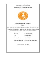 Khóa luận tốt nghiệp Quản trị kinh doanh: Các nhân tố ảnh hưởng đến sự hài lòng của khách hàng về chất lượng dịch vụ thiết kế nội thất của Công ty Thảo Nguyên