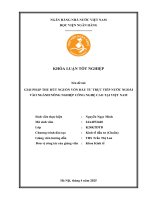 Khóa luận tốt nghiệp Kinh tế đầu tư: Thực trạng, giải pháp thu hút hiệu quả nguồn vốn đầu tư trực tiếp nước ngoài vào ngành nông nghiệp cao tại Việt Nam