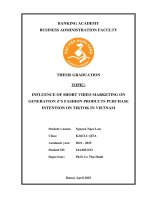 Khóa luận tốt nghiệp Quản trị kinh doanh: Influence of Short Video Marketing on Generation Z’s Fashion Products Purchase Intention on TikTok in Vietnam