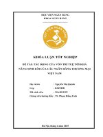 Khóa luận tốt nghiệp Ngân hàng: Tác động của vốn trí tuệ tới khả năng sinh lời của các ngân hàng thương mại Việt Nam