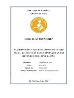 Khóa luận tốt nghiệp Ngân hàng: Giải pháp nâng cao chất lượng cho vay hộ nghèo tại PGD Ngân hàng Chính sách xã hội huyện Đức Thọ - tỉnh Hà Tĩnh
