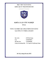 Khóa luận tốt nghiệp Quản trị kinh doanh: Nâng cao hiệu quả hoạt động bán hàng tại Công ty TNHH Lamason