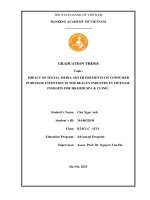 Khóa luận tốt nghiệp: Impact of Social Media Advertisements on Consumer Purchase Intention in the Beauty Industry in Vietnam: Insights for HKmedi Spa & Clinic