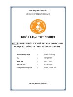 Khóa luận tốt nghiệp Quản trị kinh doanh: Hoàn thiện các giá trị văn hóa doanh nghiệp tại Công ty TNHH Miyagi Việt Nam