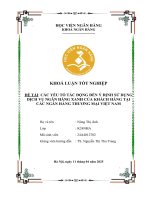 Khóa luận tốt nghiệp Ngân hàng: Các yếu tố tác động đến ý định sử dụng dịch vụ ngân hàng xanh của khách hàng tại các ngân hàng thương mại Việt Nam