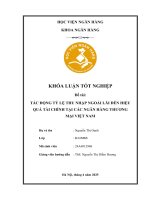 Khóa luận tốt nghiệp Ngân hàng: Tác động của tỷ lệ thu nhập ngoài lãi đến hiệu quả tài chính tại các ngân hàng thương mại Việt Nam