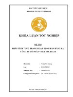 Khóa luận tốt nghiệp Quản trị kinh doanh: Phân tích thực trạng hoạt động bán hàng tại Công ty Cổ phần Vega Holidays
