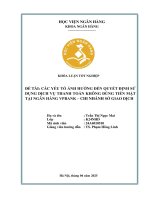 Khóa luận tốt nghiệp Ngân hàng: Các yếu tố ảnh hưởng đến quyết định sử dụng dịch vụ thanh toán không dùng tiền mặt tại Ngân hàng TMCP Việt Nam Thịnh Vượng - CN Sở Giao Dịch