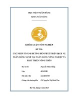 Khóa luận tốt nghiệp Ngân hàng: Các nhân tố ảnh hưởng đến phát triển dịch vụ ngân hàng xanh tại Ngân hàng Nông nghiệp và Phát triển Nông thôn