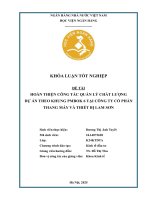 Khóa luận tốt nghiệp Kinh tế đầu tư: Hoàn thiện công tác quản lý chất lượng dự án theo khung PMBOK 6 tại Công ty Cổ phần Thang máy và thiết bị Lam Sơn