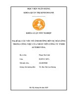 Khóa luận tốt nghiệp Quản trị kinh doanh: Các yếu tố ảnh hưởng đến sự hài lòng trong công việc của nhân viên Công ty TNHH Autodi Vina