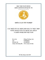 Khóa luận tốt nghiệp Kinh doanh quốc tế: Các nhân tố tác động đến đầu tư trực tiếp nước ngoài vào các quốc gia Asean và kiến nghị cho Việt Nam