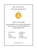 Khóa luận tốt nghiệp Quản trị kinh doanh: Giải pháp nâng cao chất lượng dịch vụ khách hàng tại Ngân hàng HD Bank PGD Đô Lương