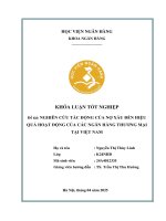 Khóa luận tốt nghiệp Ngân hàng: Nghiên cứu tác động của nợ xấu đến hiệu quả hoạt động của các ngân hàng thương mại Việt Nam