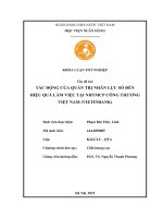 Khóa luận tốt nghiệp Quản trị kinh doanh: Tác động của quản trị nhân lực số đến hiệu quả làm việc tại Ngân hàng TMCP Công Thương Việt Nam