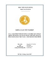 Khóa luận tốt nghiệp Ngân hàng: Giải pháp nhằm nâng cao hiệu quả hoạt động tín dụng tại Ngân hàng Thương mại Cổ phần Hàng Hải Việt Nam - Chi nhánh Thái Bình
