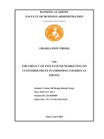 Khóa luận tốt nghiệp Quản trị kinh doanh: The impact of Influencer Marketing on Consumer Trust in Choosing Courses at EDUPIA through Social Media
