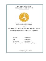 Khóa luận tốt nghiệp Kinh doanh quốc tế: Tác động của quan hệ thương mại Mỹ – Trung đến hoạt động xuất khẩu của Việt Nam