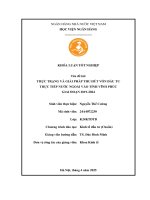 Khóa luận tốt nghiệp Kinh tế đầu tư: Thực trạng và giải pháp thu hút vốn đầu tư trực tiếp nước ngoài vào tỉnh Vĩnh Phúc giai đoạn 2019 - 2024