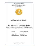 Khóa luận tốt nghiệp Kinh doanh quốc tế: Ảnh hưởng của tỷ giá hối đoái đến hoạt động xuất khẩu nông sản Việt Nam