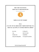 Khóa luận tốt nghiệp Quản trị kinh doanh: Nghiên cứu các yếu tố ảnh hưởng đến ý định nghỉ việc tự nguyện của nhân viên tại Công ty cổ phần Hupuna Group