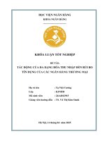 Khóa luận tốt nghiệp Ngân hàng: Tác động của đa dạng hóa thu nhập đến rủi ro tín dụng của các ngân hàng thương mại
