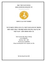 Khóa luận tốt nghiệp Kinh doanh quốc tế: Xuất khẩu nông sản của Việt Nam sang EU trong điều kiện thực thi Hiệp định thương mại tự do Việt Nam – Liên minh châu Âu