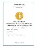 Khóa luận tốt nghiệp Kinh doanh quốc tế: Tác động của đầu tư quốc tế trong lĩnh vực Logistics tới tăng trưởng kinh tế và hàm ý chính sách cho Việt Nam