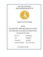Khóa luận tốt nghiệp Kinh doanh quốc tế: Giải pháp phát triển hoạt động xuất khẩu sản phẩm nhựa của Công ty Cổ phần Nhựa kỹ thuật Vân Long