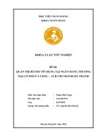 Khóa luận tốt nghiệp Ngân hàng: Quản trị rủi ro tín dụng tại Ngân hàng Thương mại cổ phần Á Châu - ACB Chi nhánh Hà Thành